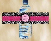 Damask Elegance - 20 Printed Water Bottle Wrap Labels Style DWBL2604