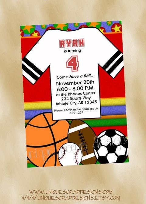 Have a BALL Sports Birthday Party Invitation Style DI2159 DIGITAL File - Printable