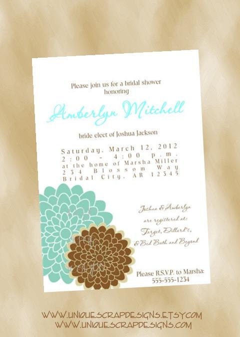 Love Blossoms Bridal Shower Invitation Style DI2163 DIGITAL FILE - Printable