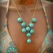 Turquoise Bib Necklace. Bubbly Round Aqua Blue Stone Beads.