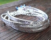 Stamped Sterling Mothers or Phrase Cuff Bracelet - 11 font choices