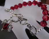 Antiqued Sterling Silver, Swarovski Crystal-Tough Love In Crimson Bracelet
