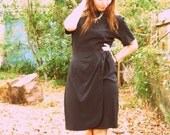 SALE Vintage Liz Claiborne Black Wrap Dress