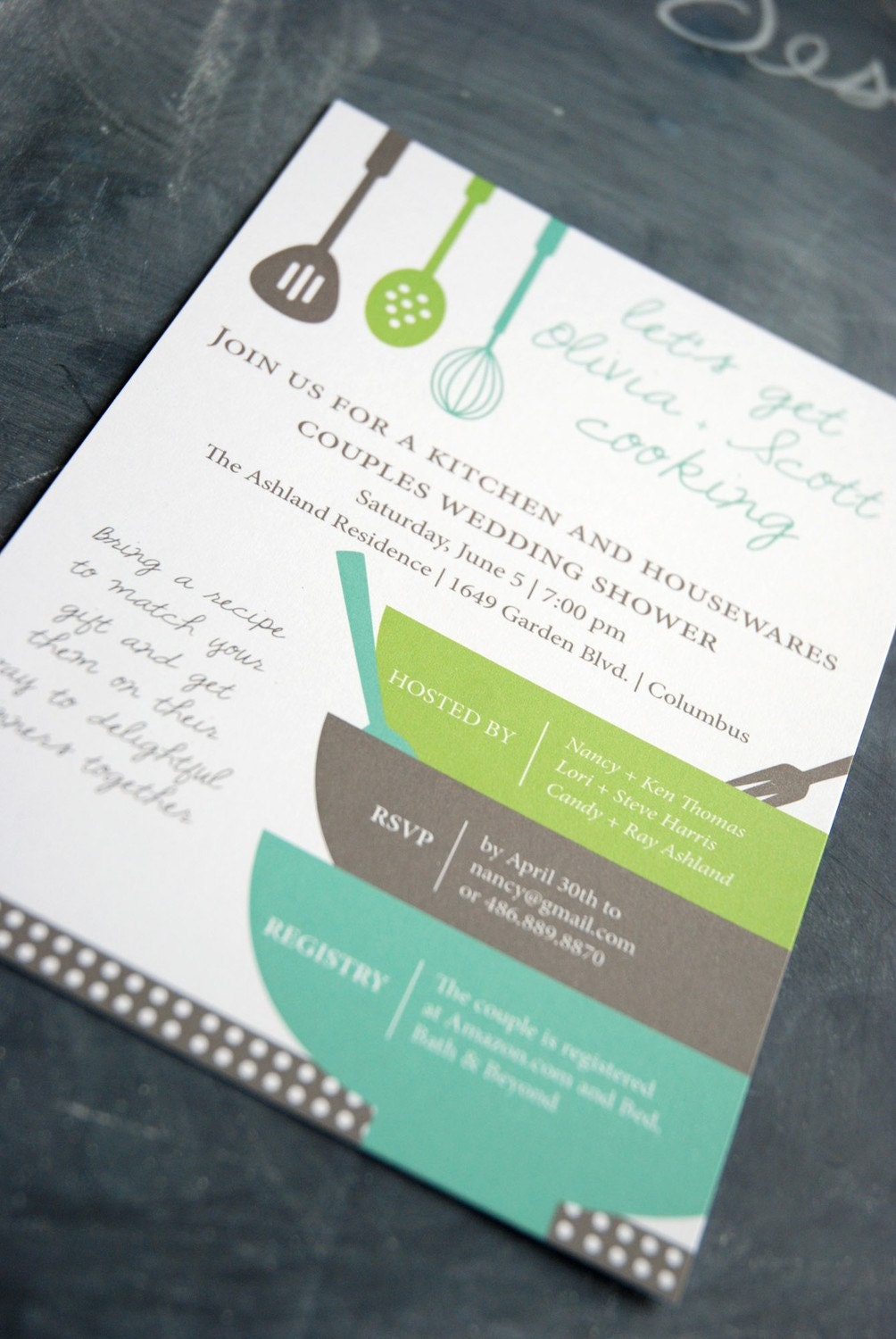 Bridal Shower invitation and matching recipe card by gelDesign, Kitchen Themed PRINT YOUR OWN