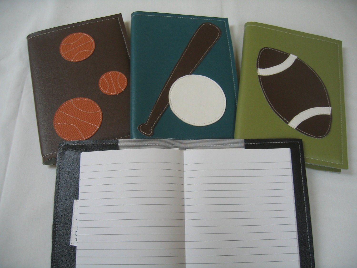 Sports Theme Vinyl Journal Cover with notebook