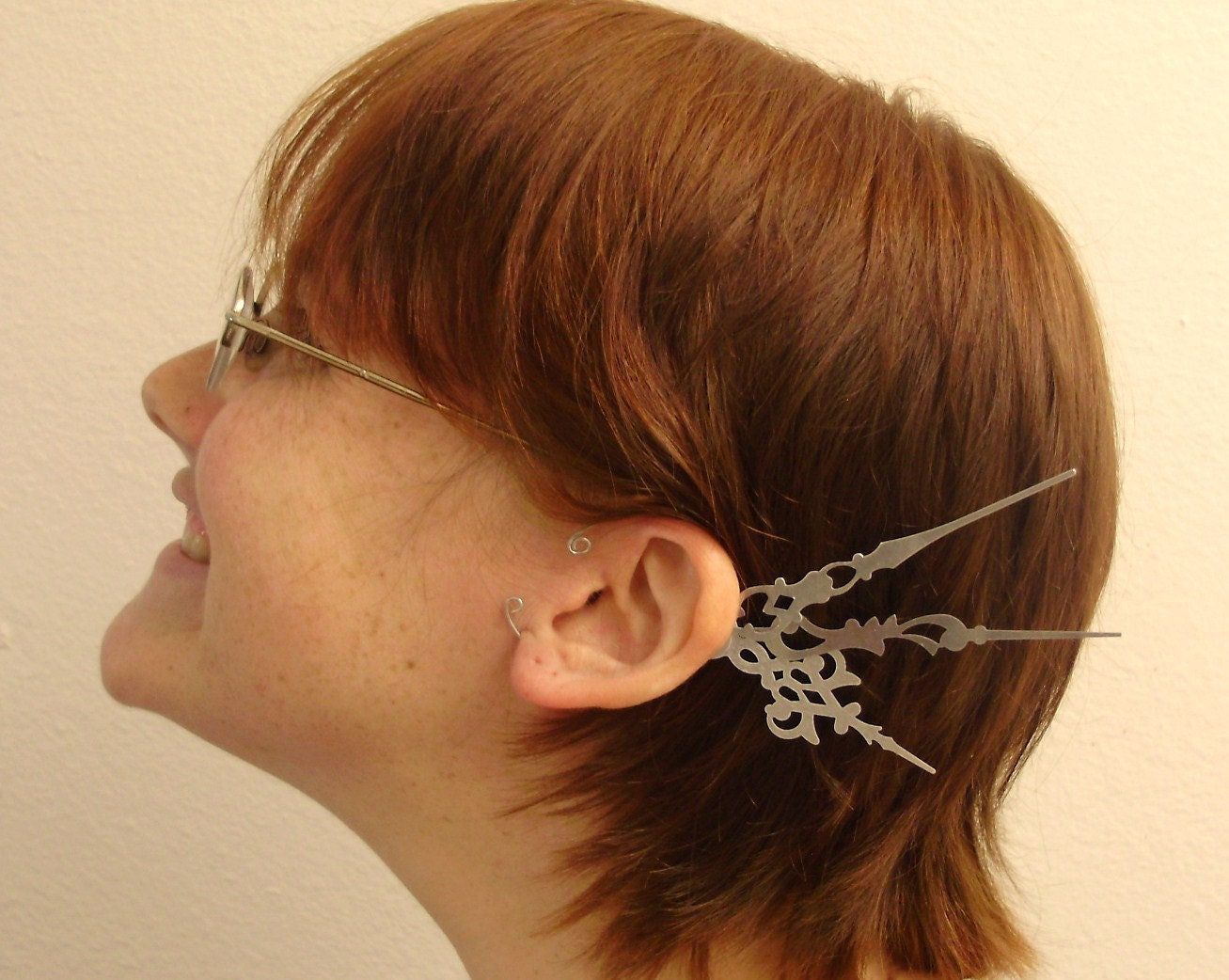 SILVER Steam Fae Clockwork Wings Snow Queen- Over The Ear Cuff Set Steampunk Accessory