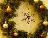 BLACK or WHITE Large Snow Crystal- Steampunk Clock Hand Holiday Ornament