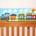 Train Art for Boys Nursery, TRAIN, 10x30 Canvas Painting for Childrens Room Decor