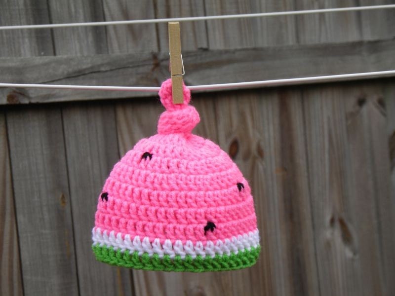 Baby Watermelon Knot Beanie -- 0-3M, 3-6M, 6-12M