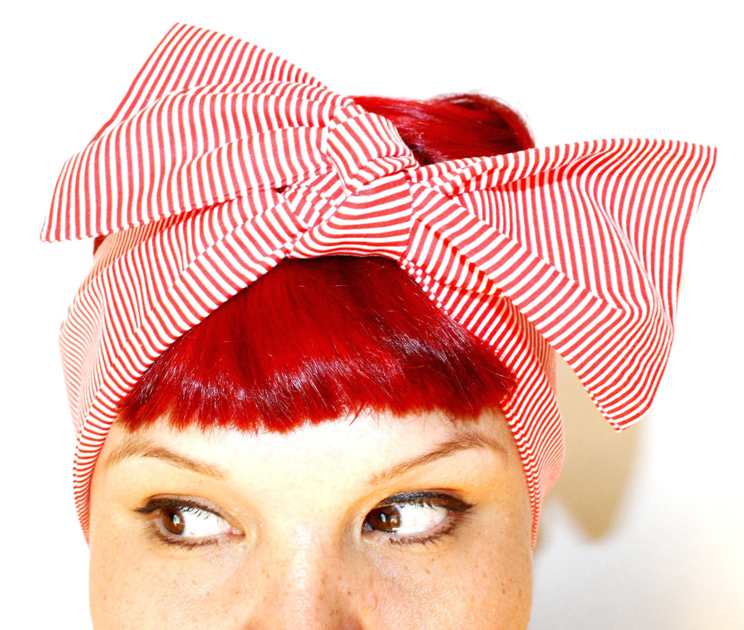 Bow style, Vintage Inspired Head Scarf, Candy Striper, Rockabilly, Retro, 1940s, 1950s