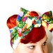 Bow style, Vintage Inspired Head Scarf, Pink Flamingos, Retro, Trailer Park, Rockabilly, Hawaiian, 1950s