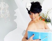 Tiny Top Hat - Mini, White, Bridal, Lace, Boudoir - Blanche