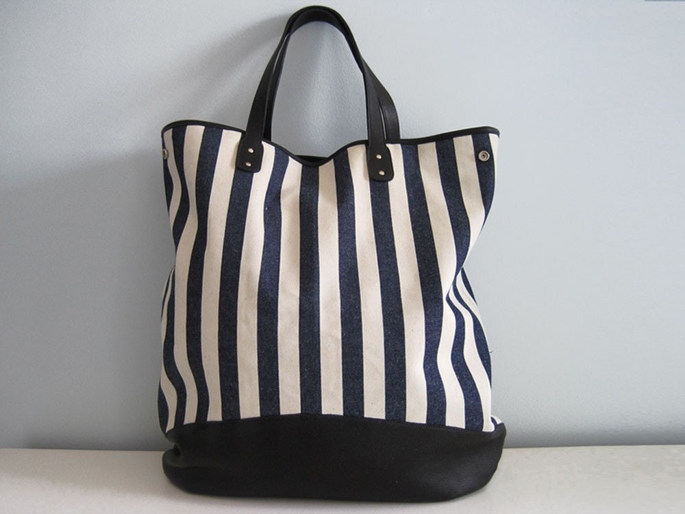 Deck chair denim stripe Sidney tote