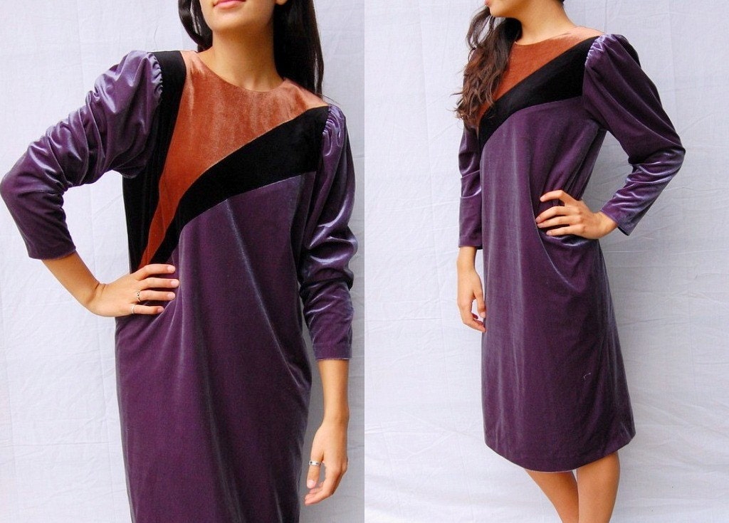 SALE-Vintage Black and Silver Velvet Maxi Pencil Dress with Puff Sleeves