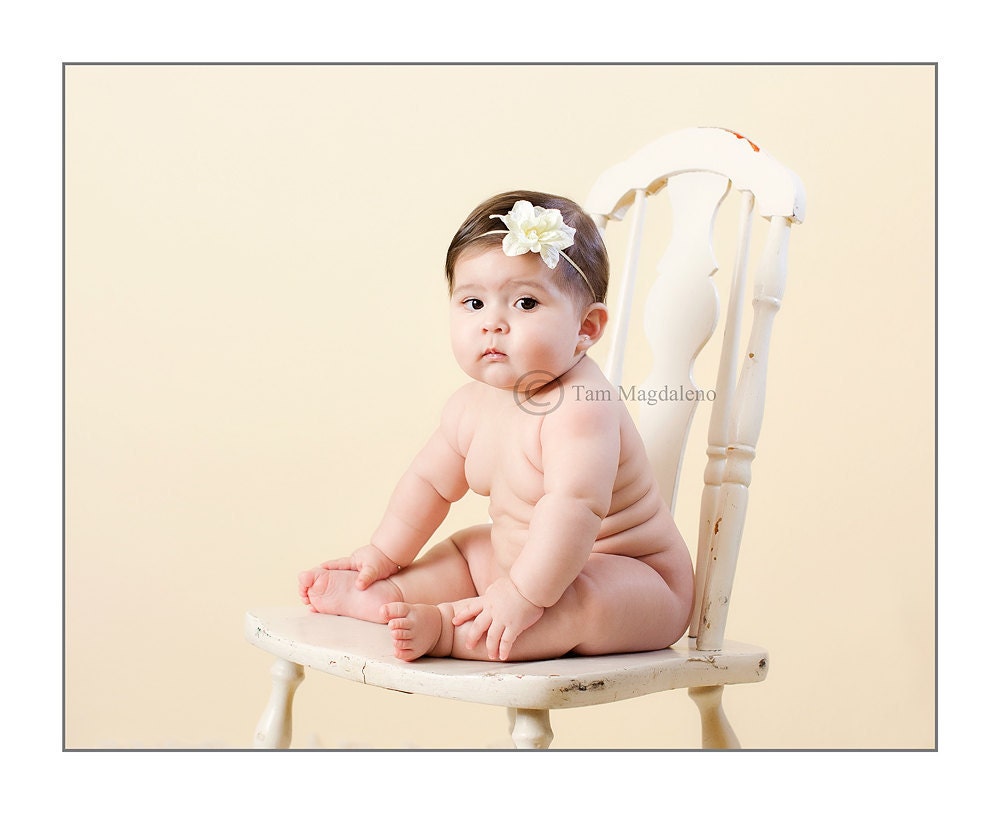 Vanilla Delight Delphinium Flower with Cream Pearl Center Headband Photography Props