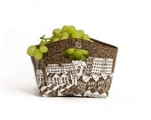 fruit  Basket ,bowl - city print, cork