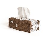 cork tissue box cover- white forest print