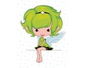 girl nursery print- green fairy