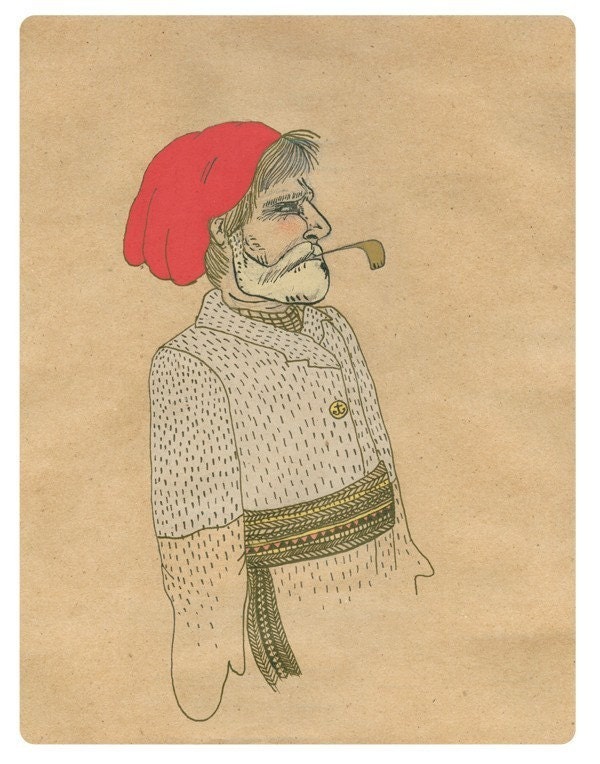 French Canadian Sea Captain, Print of original illustration/ drawing