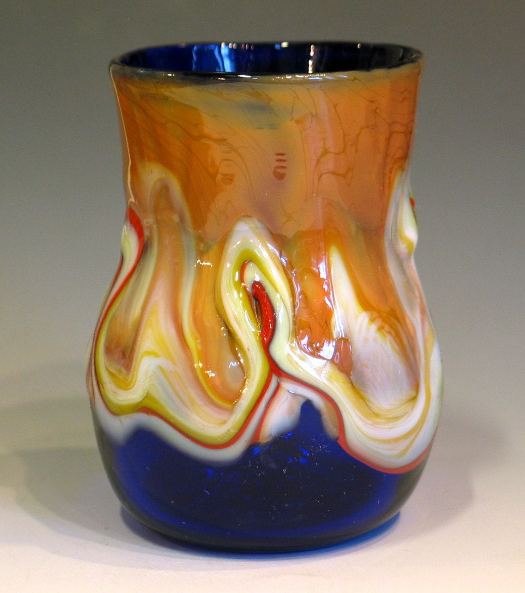 Blown Glass Wine Cup Artist Signed Whiskey Scotch Sake Cup