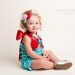 Aqua Cotton Lace Romper with Red Satin Straps Size XS (Newborn - 12 Months)