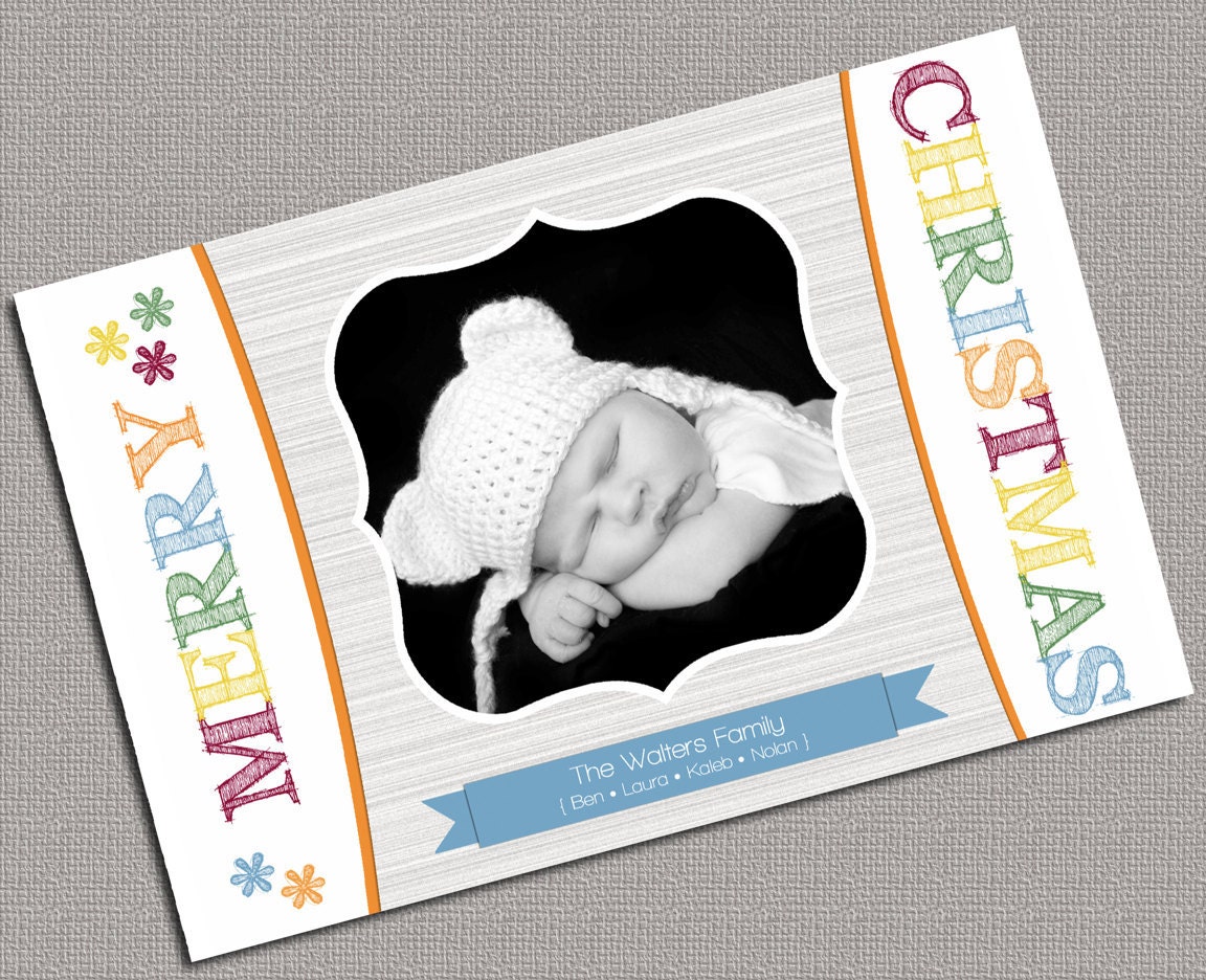 Custom Photo Christmas Cards, printable, Multicolored - 417