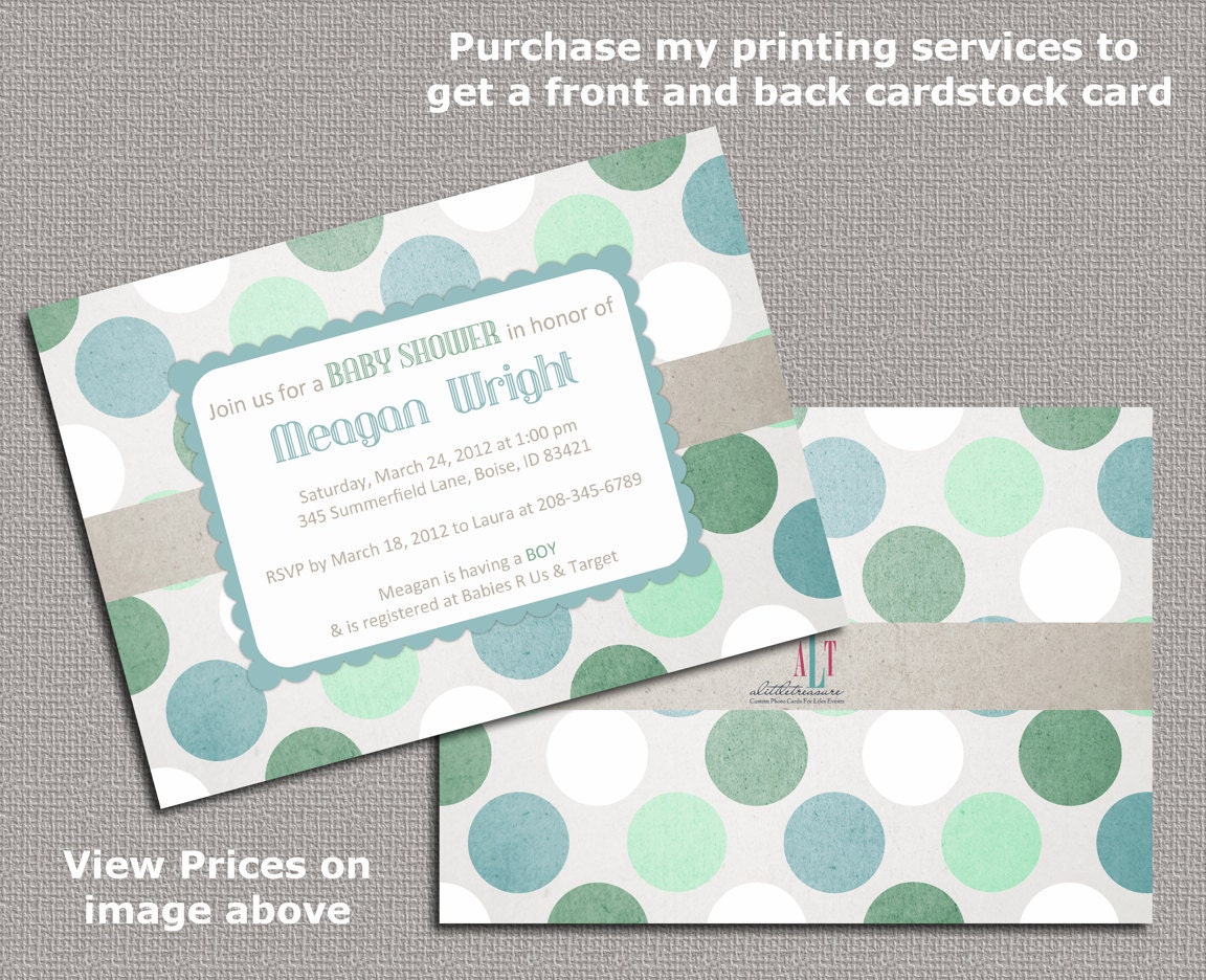 Printable Boy Baby Shower Invite - Custom Shower Invitation - Green Blue - 826