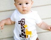Personalized Giraffe Birthday Party Number T Shirt or Onesie ANY NUMBER AVAILABLE Il_170x135