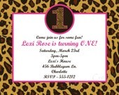 Leopard Print 1st Birthday Invitation Cheetah Print 1st Birthday Invitation Printable Digital Party Invite