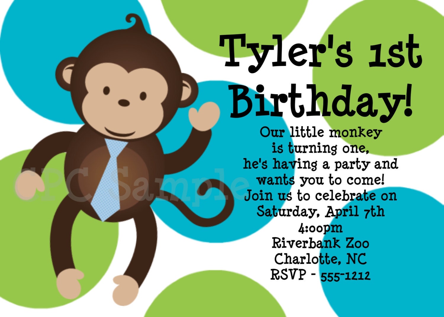 Boy Mod Monkey Birthday Invitation Boy Mod Monkey Birthday Party Invite Printable Digital