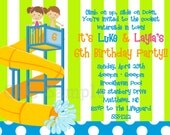 Pool Party Invitations Twins Siblings Pool Party Birthday Invitation Printable or Printed Il_170x135