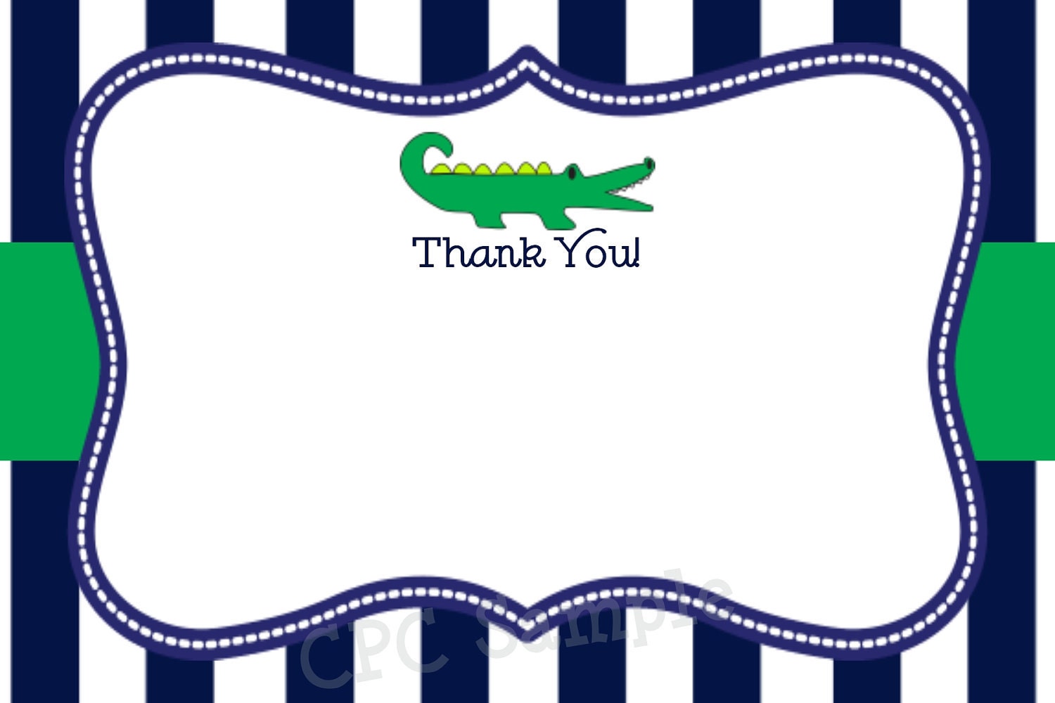 Preppy Alligator Thank You Card Boy or Girl Printable Matches Invitations and Decorations Il_170x135