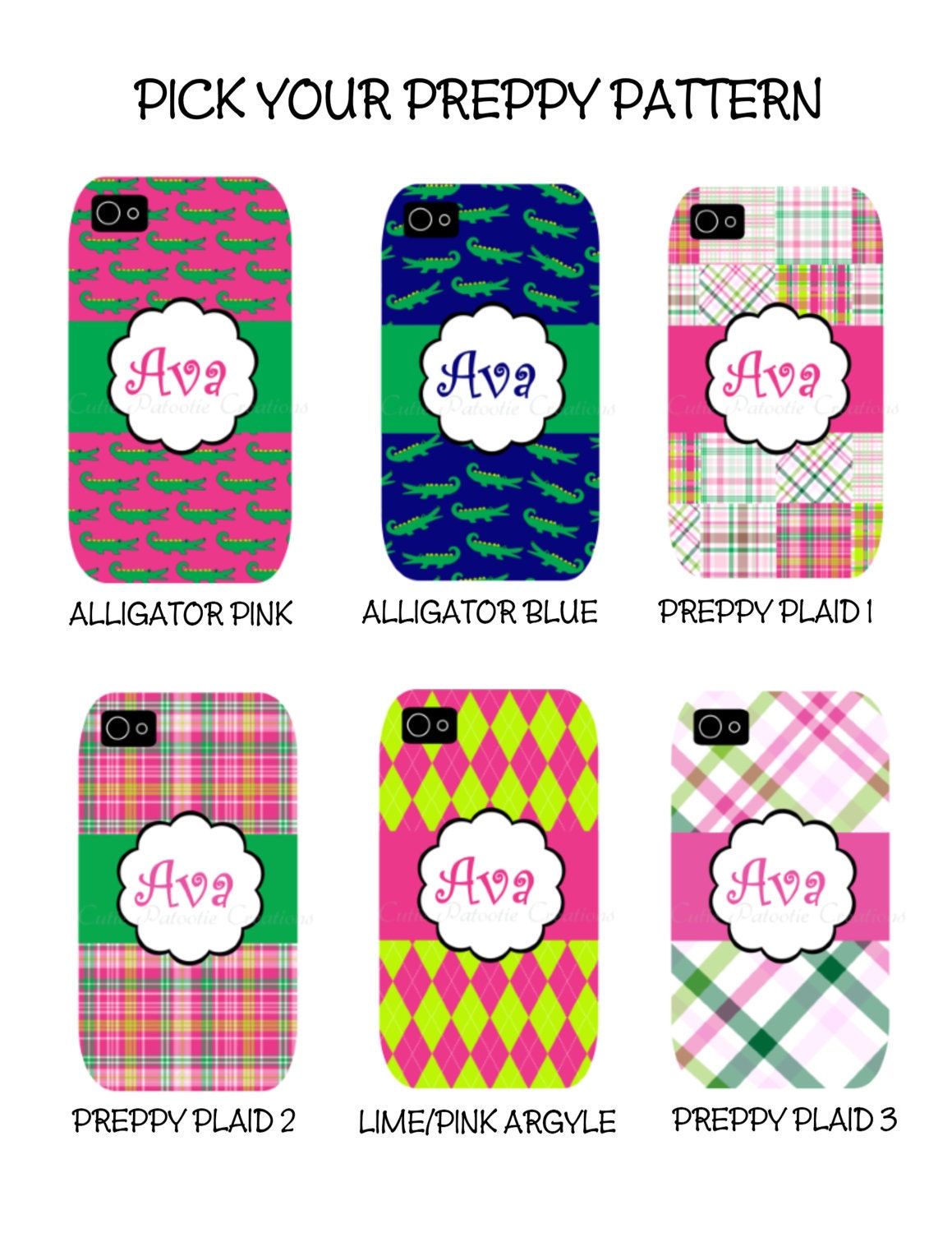 Preppy iPhone 5 Case, Preppy Plaid Iphone Case iPhone Cover, Personalized with Name OR Initials Il_570xn