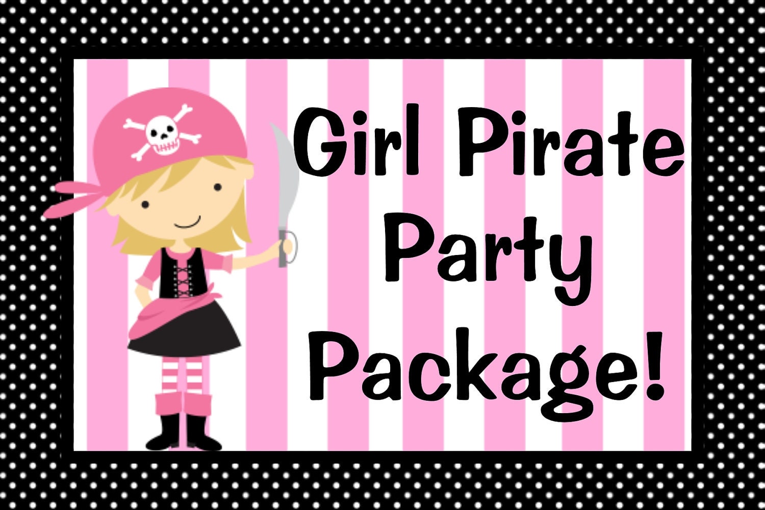 Pink Pirate Birthday Party Package Includes Birthday Invitation, Thank You Card and Decorations Printable Il_570xn