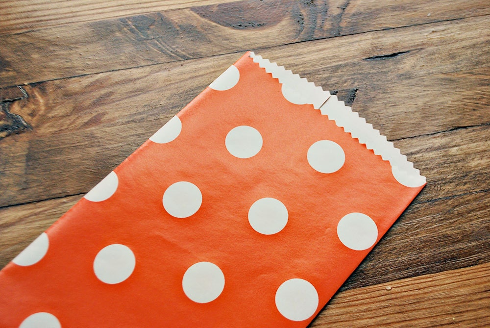 orange and white polka dot treat bags halloween goody bags orange goody bags party favor bags by oscar & ollie