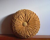 Vintage Ornate Golden Yellow Pleated Pillow