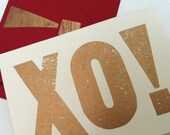 XO...single letterpress valentine card