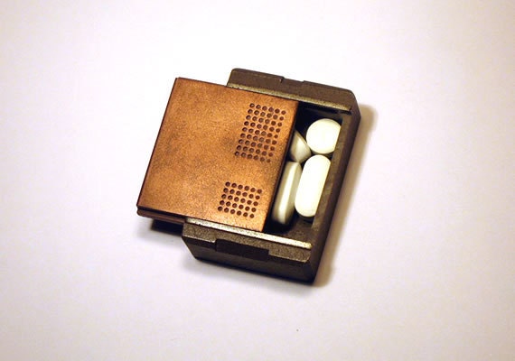 Pill Box HandMade Metal Pill Case Large PillBox for daily use or Cool Gift. Ring Box Utility Belt Fetish Future Vintage - Vent Copper