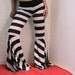 Tribal & Flamenco Flare Pants Navy Blue and White stripe SMALL