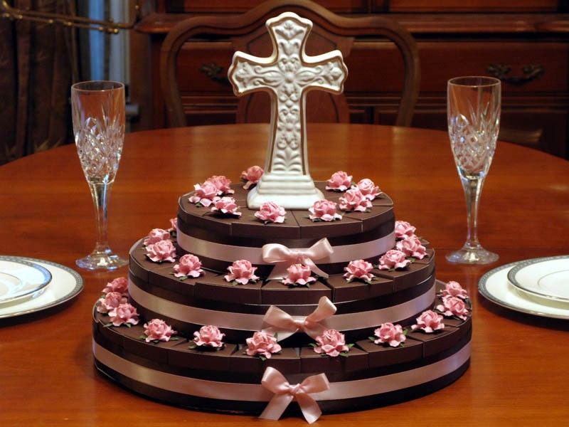 BAPTISM CHRISTENING 50 Rosary Favor Cake Boxes Centerpiece
