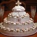 BAPTISM CHRISTENING COMMUNION white favor cake centerpiece - 50 rosary favors