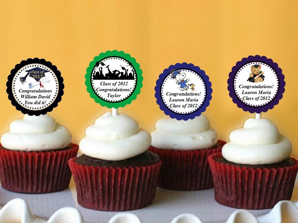 GRADUATION CLASS of 2013 Cupcake Toppers Decorations - any color scheme any image