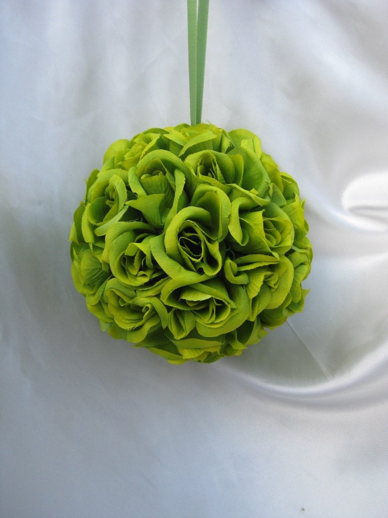 Rose Pomander Apple Green 5 "in Diameter Kissing Ball Wedding Decoration