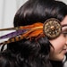 Tribal Beaded Bohemian Feather Headband - gypsy, hippie, warrior, black, rust, orange