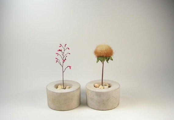 Mini Round Concrete Pot - set of 2