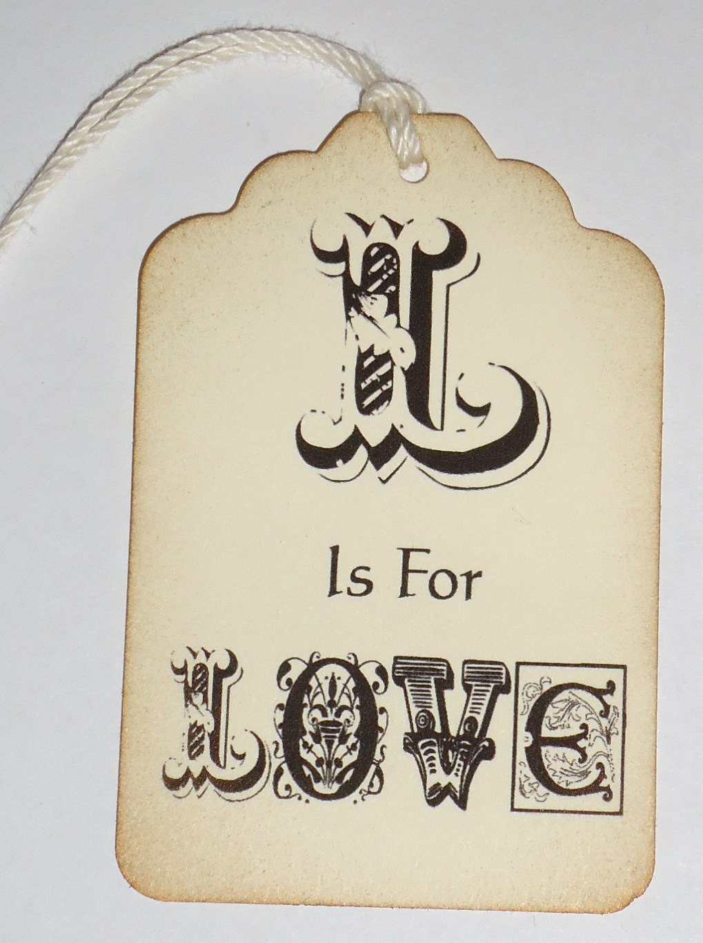 L is for Love Handmade Gift Wish Wedding Tag 6 Pieces