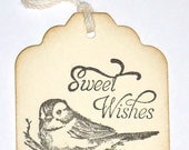 Sweet Wishes Bird on Branch Handmade Wedding Wish Tree Tag 6 Pieces