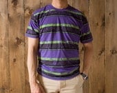 Vintage Surf T-Shirt Horizontal Stripe Purple/Green/Black