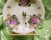 Beautiful UPCYCLED VINTAGE China Saucer Plate CLOCK French, cotttage