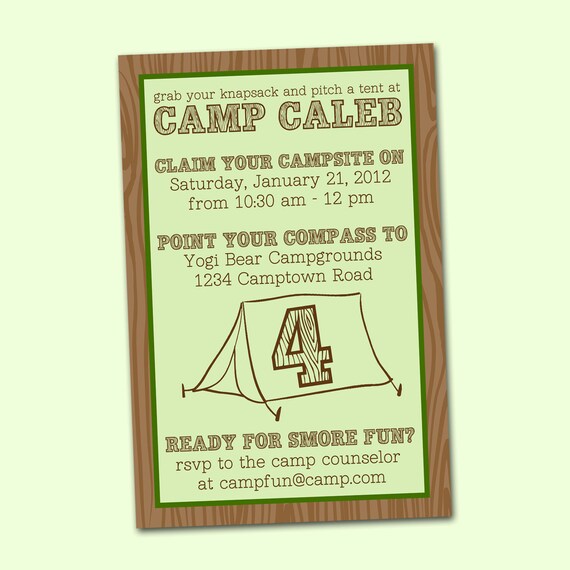 Camping Birthday Invitation JPEG Il_570xn